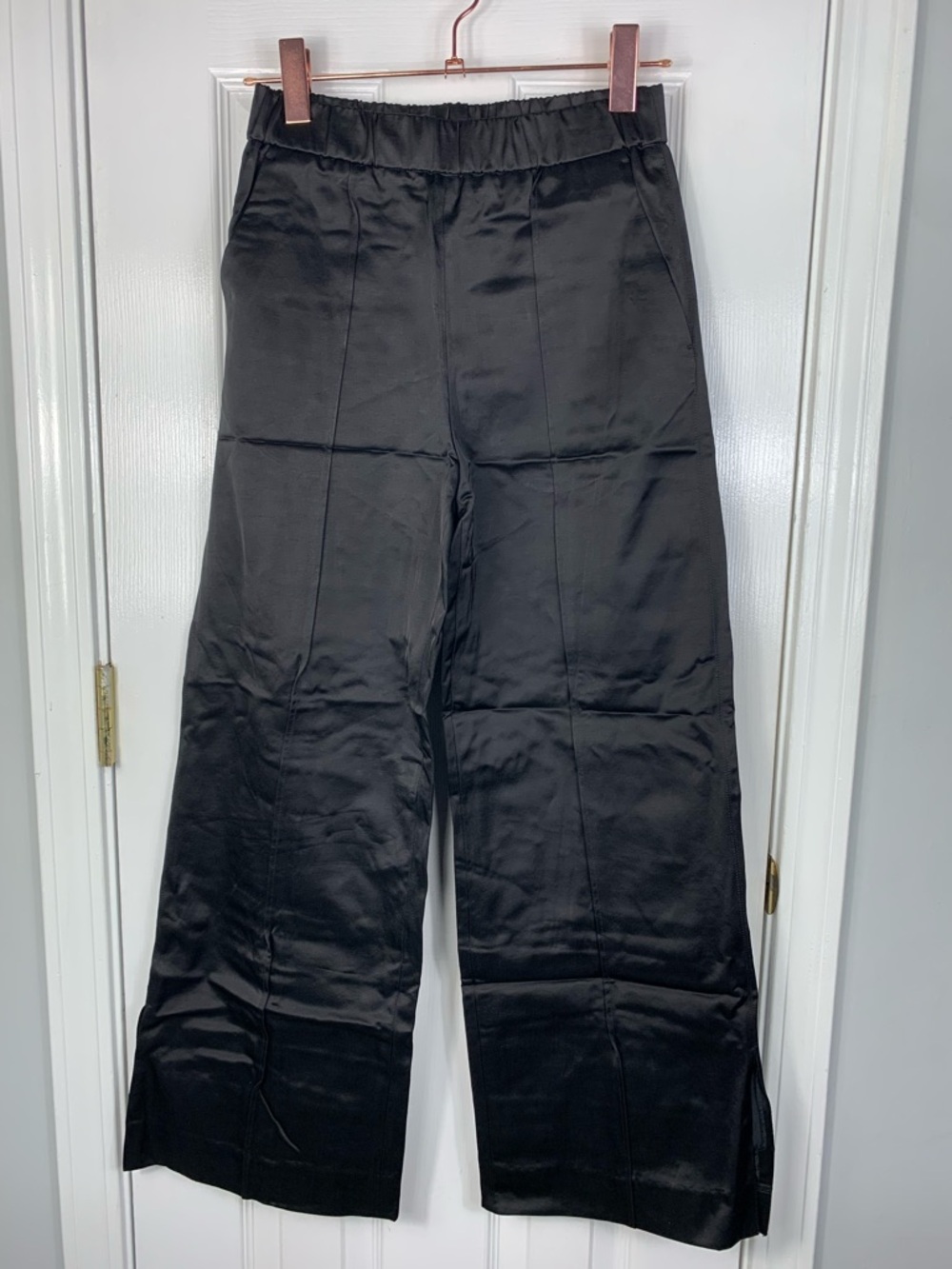 Jil Sander Black Satin Wide Leg Pants Womens